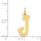 14K Yellow Gold Medium Script Initial Letter J Charm Jewerly 19mm x 10mm